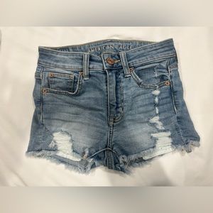 American Eagle Jean Shorts with Eyelet/Lace Pocket Detailing